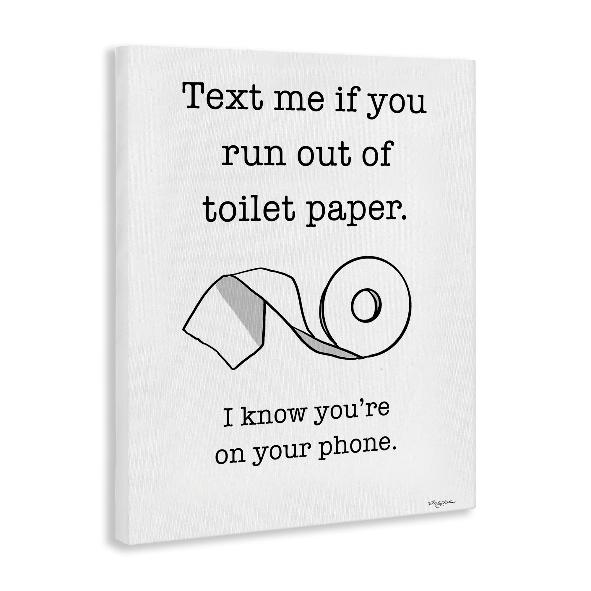 Stupell Industries Text Me for Toilet Paper Typography Painting Gallery Wrapped Canvas Art Print Wall Art, 16 x 20