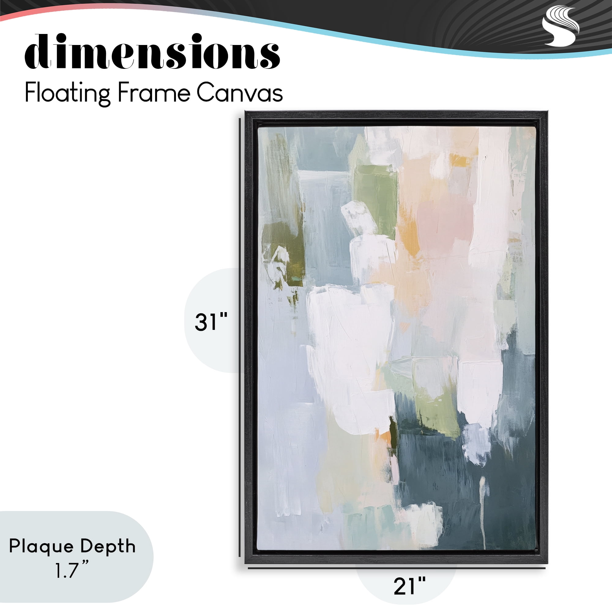 Stupell Industries Abstract Pastel Brushstroke Composition Black Framed Floater Canvas Wall Art, design by Petal Prints Design