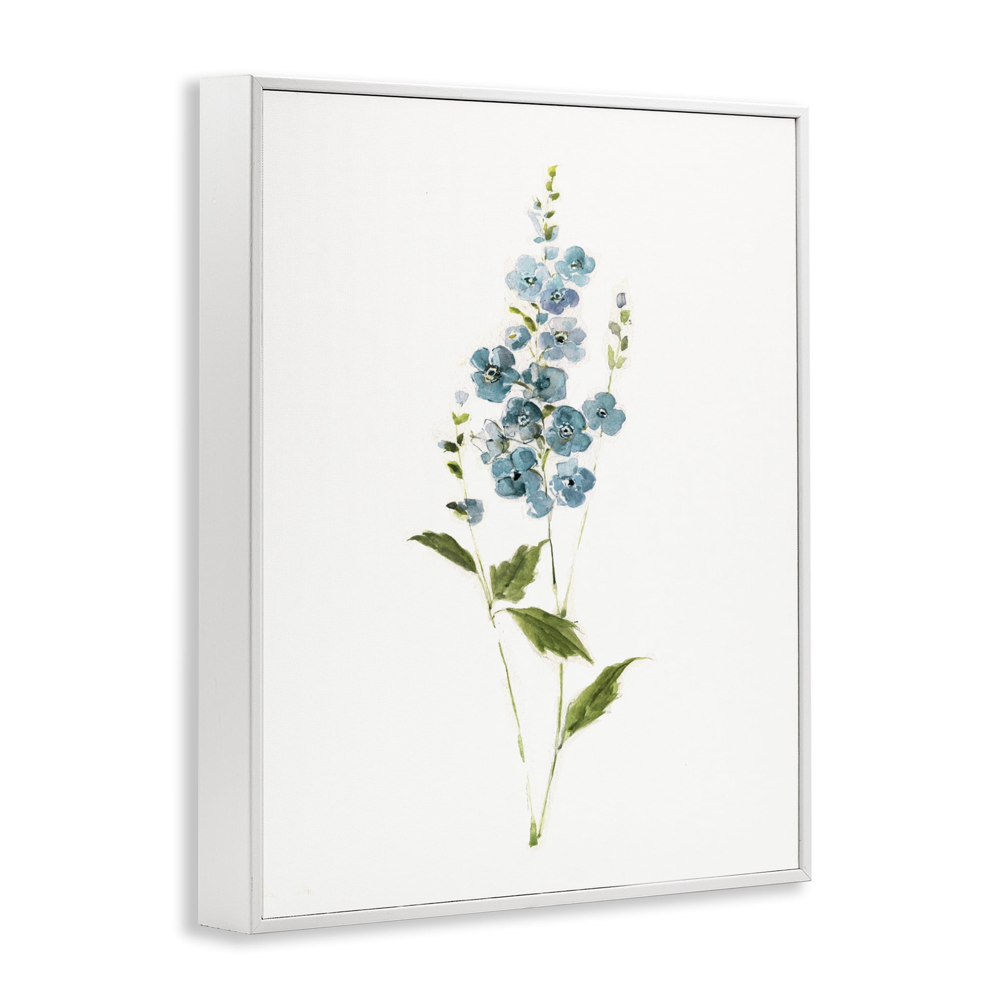 Stupell Industries Delicate Blue Sprigs White Framed Giclee Art, design by Sally Swatland