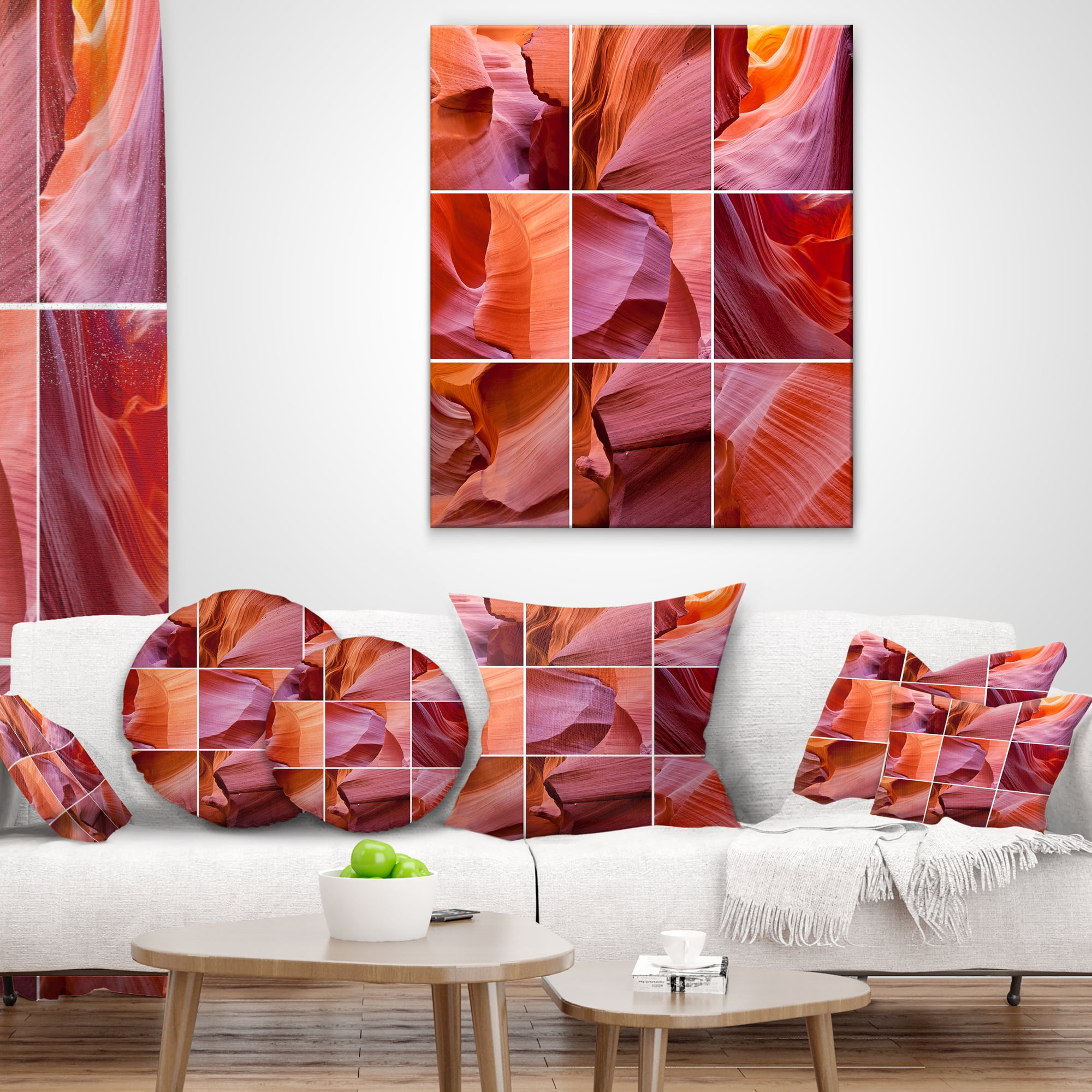 Designart Antelope Canyon Collage - Landscape Photo Throw Pillow - 18x18