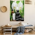 thumbnail image 2 of Spa Decor Tapestry, Zen Hot Massage Stones with Orchid Candles and Magnificent Nature , Wall Hanging for Bedroom Living Room Dorm Decor, 40W X 60L Inches, Black White and Green, by Ambesonne, 2 of 5
