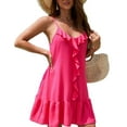 thumbnail image 3 of Robe de Plage de Couverture de Maillot de Bain pour Femmes à Bretelles Spaghetti, Tenue de Vacances, Rouge G, 3 of 8