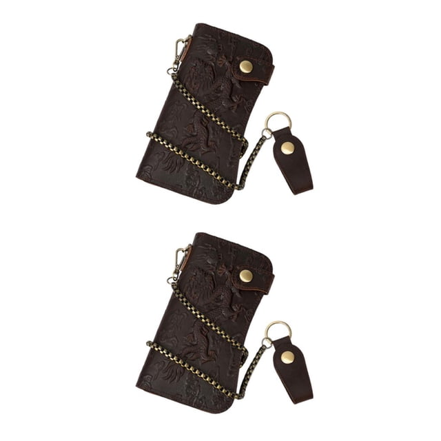 Sonducket Cartera de cuero con cadena, carteras antirrobo con cremallera, portatarjetas de identificación multitarjeta, monedero Retro a la Type2 NO2