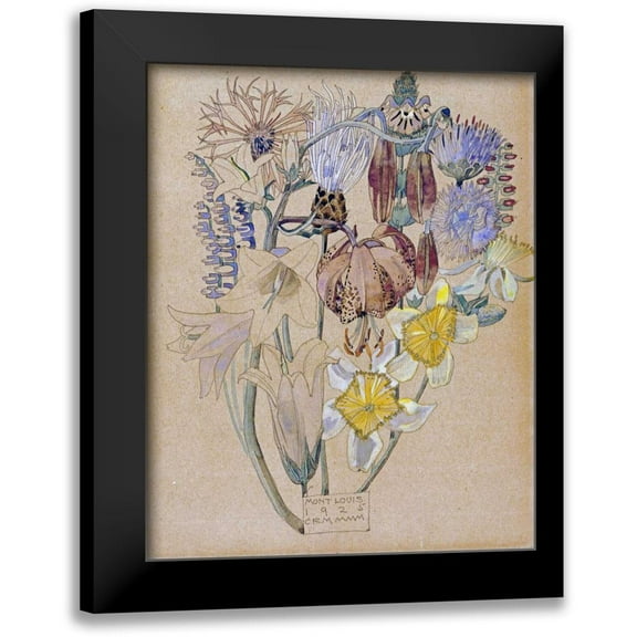 Mackintosh, Charles Rennie 12x14 Black Modern Framed Museum Art Print Titled - Mont Louis - Flower Study