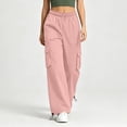 thumbnail image 4 of Vrorvz Womens Cargo Pant Drawstring Elastic Waist Trouser Straight Leg Loose Pants Outdoor Hiking Cargos, 4 of 4