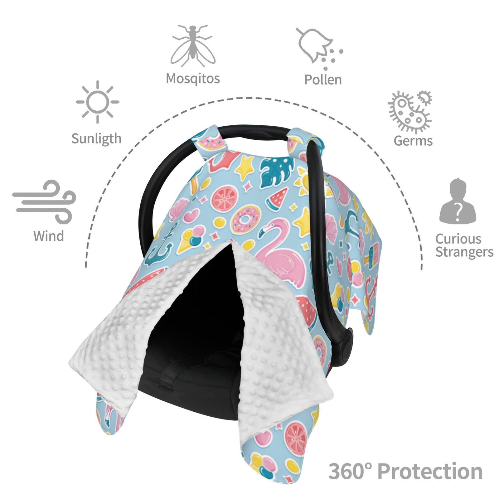 Car Seat Cover Baby - Summer Bird Watermelon Breathable Infant Car Seat Cover for Baby Carseat, Lightweight Comfort Baby Essentials Must Haves Newborn Stuff for Girl Boy