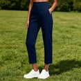 thumbnail image 2 of QSAWXQZ Womens Ankle Length Yoga Pants Elastic Waist Pockets Stretch Athletic Casual Trousers XL, 2 of 9