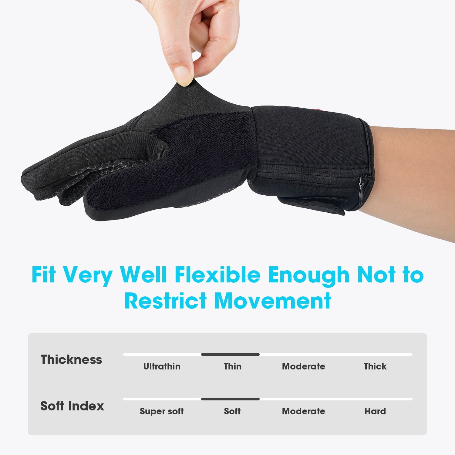 Snow Deer Liners Heated Gloves for Men Women Hand Warmer Rechargeable Electric Battery Ski Snowboarding Hiking Cycling Hunting Thin Gloves