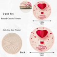 thumbnail image 3 of 2 Pack Happy Valentines Day Hot Air Balloon Heart Round Cotton Woven Pot Holders Trivets Set, 7 inch and 9 inch Diameter,Heat Resistant Pad Mat for Kitchen Decor Cooking Supplies, 3 of 5