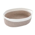 thumbnail image 2 of Cesta tejida con asa, cesta multiusos de cuerda de algodón, regalo decorativo para bebé blanco marrón, 2 of 9