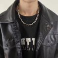 thumbnail image 3 of Collar cubano de estilo industrial de acero de titanio con hebilla cuadrada, cadena gruesa, cadena de hip hop para hombres, cadena de clavícula con costura, pulsera de cadena en O, 3 of 6