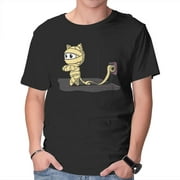 TeeFury Men's Graphic T-shirt Mummy Cat - Funny | Halloween | Black | Small