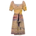 thumbnail image 5 of Claude Monet Pastel-hued Sunset Landscape Sailing Boat on the Seine - Evening Effect Sleeveless Dress Summer dresses for women, 5 of 7
