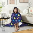 thumbnail image 4 of Wearable Blanket,DarkBlue Dinosaurs with Shapes Pattern Hooded Wearable Flannel Blanket for Adults & Teens,Winter Poncho Shawl Wrap Cape Cozy Anti-Pill,60"x80", 4 of 5