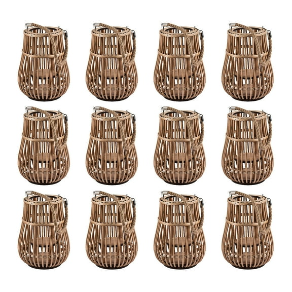 Fun Express Bulk Rattan Natural Lanterns with Handle - 12 Pieces
