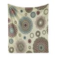 thumbnail image 1 of Beige Soft Flannel Fleece Blanket, Vintage Ornate Round Motifs Forms Oriental Nostalgic Artwork Old World in Retro Style, Cozy Plush for Indoor and Outdoor Use, 50" x 60", Multicolor, by Ambesonne, 1 of 5