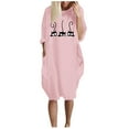 thumbnail image 2 of Fesfesfes Summer Dresses for Womens Loose Cat Print Jumper Dress Oversized Long Sleeve Robe Tunic Dress with Pocket, 2 of 4