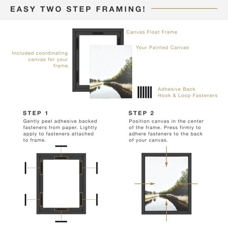 MCS Canvas Float Frames 16x20 Frame, Black Frame for Finished Canvases, Vertical & Horizontal Wall Hanging Large Frame with Adhesive for Canvas Paintings (1-Pack)