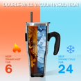 thumbnail image 3 of 40oz Tumbler,Blue Christmas Snowflake Pattern Insulated Tumblers with Removable Handle,Stainless Steel Double Vacuum Coffee Tumbler Cup with Straw for Home,Office,Travel,Party, 3 of 5