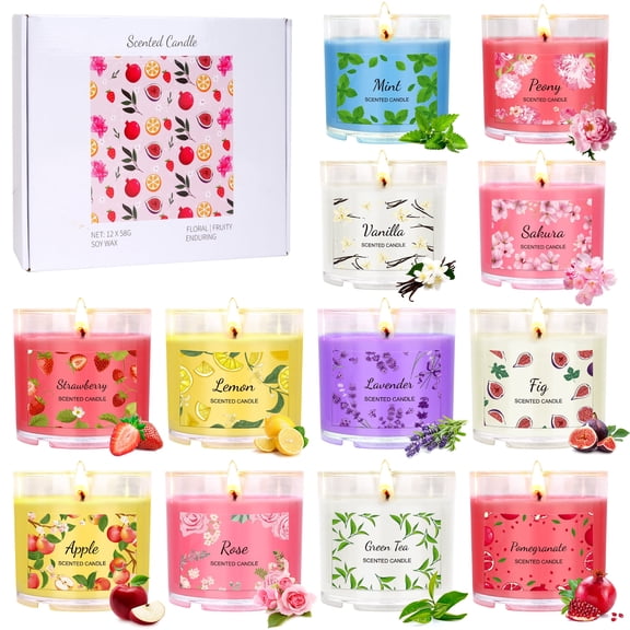 Giphtpoeet Scented Candles for Home 12 Pack Small Soy Candle Gift Set for Women Bridesmaid Anniversary Birthday Valentines Christmas