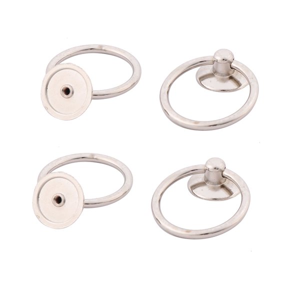 Uxcell Metal Dresser Drawer Cupboard Door Ring Pull Handle Silver Tone 4 Pcs