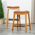 thumbnail image 4 of Cterwk 30" Bar Stool, Natural Finish, Brown Leather Seat, 4 of 7