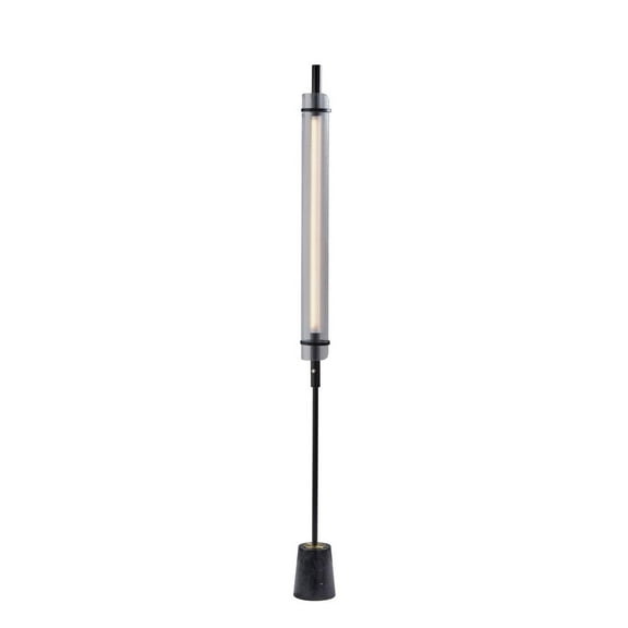 Adesso® ADS360 Flair LED Floor Lamp, 71"H, Antique Brass/Black