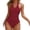Brick Red, variant on Plus Size Swimwear Swimsuit for Women Solid Color Strappy High Waist Bathing Suit Beach Pool Summer Womens One Piece Swimsuits Army Green L