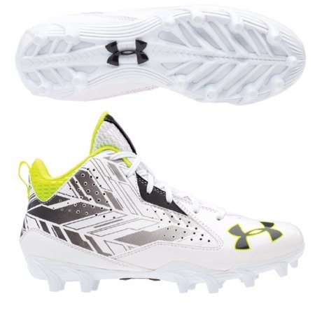 NEW Mens Under Armour Ripshot Mid MC Lacrosse Cleats White/Charcoal Choose (Best Lacrosse Cleats For Attack)