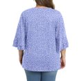 thumbnail image 2 of Gleelist Womens Plus Size Tops 3/4 Ruffle Layered Sleeve V Neck Pleated Tee Shirts Basic Loose Fit Soft Summer Tunic Blouse 1X-5X, 2 of 6