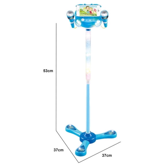 Blue Toddler Karaoke Machine With Microphones And Stand Led Lights Music Player For Kids Blue