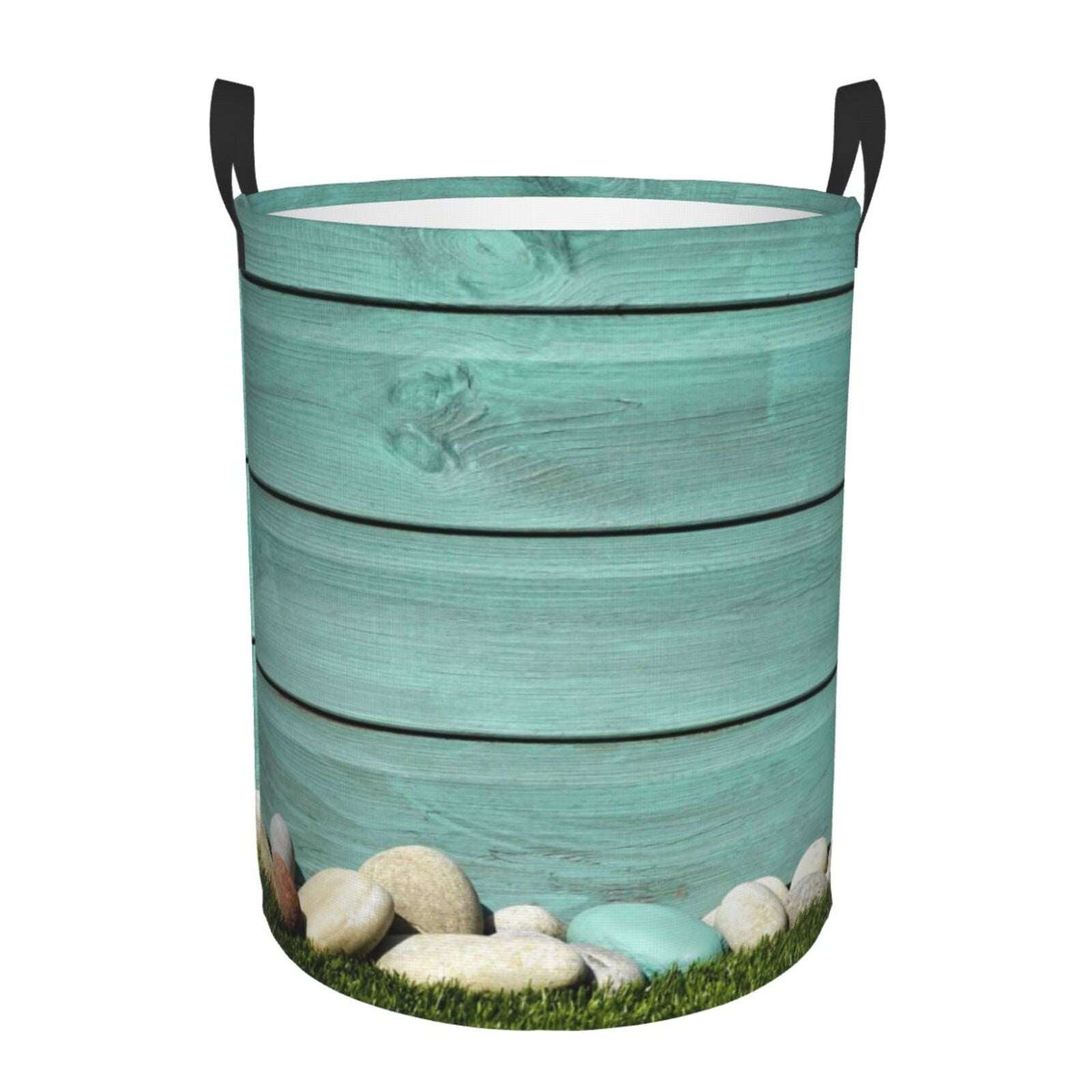 Picia Wood Grain Large Laundry Basket, Waterproof, Freestanding Laundry Hamper, Collapsible Tall Clothes Hamper with Extended Handles-
