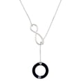 thumbnail image 1 of Delight Jewelry Acrylic 7/8" Ring with 4mm Crystal Black Silver tone Elegant Infinity Lariat Necklace, 1 of 4