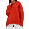 thumbnail image 1 of FAIWAD Women's Knit Ribbed Sweater Round Neck Drop Shoulder Casual Loose Pullover Sweater, 1 of 5