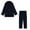 Navy, variant on Wancir Men Fall Casual Sets Velvet Long Sleeve Button Down Shirt Elastic Waist Velour Pants 2 Piece Outfits Tracksuit
