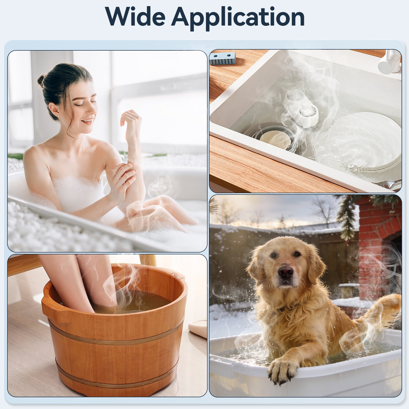 2000W Immersion Water Heater with Thermostat  Floating Bucket Heater with Timing Temperature Control Setting Auto Shut-Off 304 Stainless-Steel Guard Water Heater Rapid Heating in Minutes
