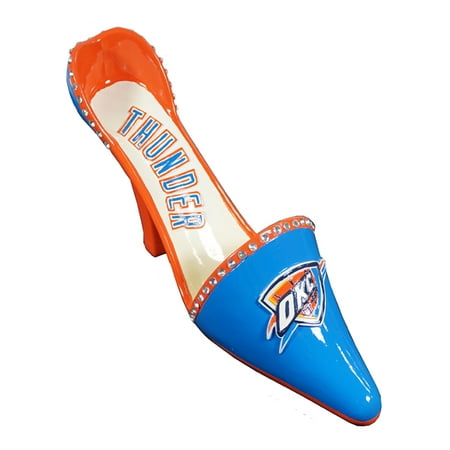 Oklahoma City-OKC-Basketball-Thunder Shoe Wine Bottle Holder - stunning with its high heel and rhinestone accents