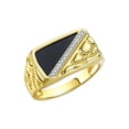 thumbnail image 3 of RYLOS Men's Rings 14K Yellow Gold Classic Ring With Diamonds and Black Onyx Set in Designer 1/2 Nugget Rings For Men Size 13, 3 of 6