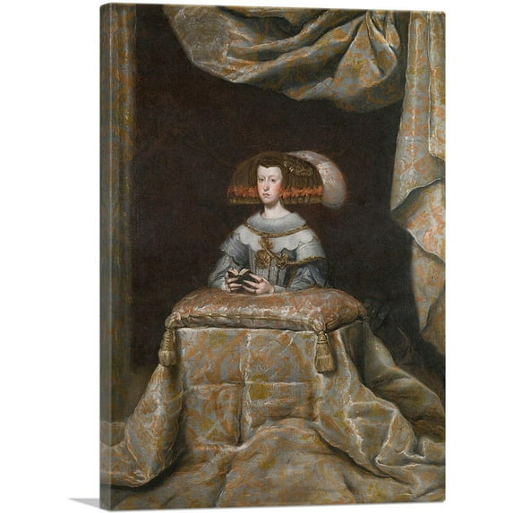 ARTCANVAS Mariana De Austria In Prayer 1655 Canvas Art Print by Diego Velazquez - Size: 18" x 12" (0.75" Deep)