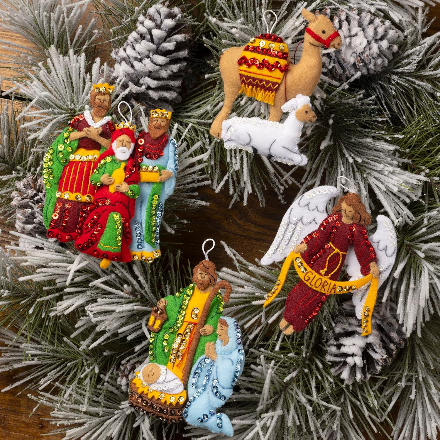 Bucilla Silent Night 4 Count Felt Applique Ornament Kit