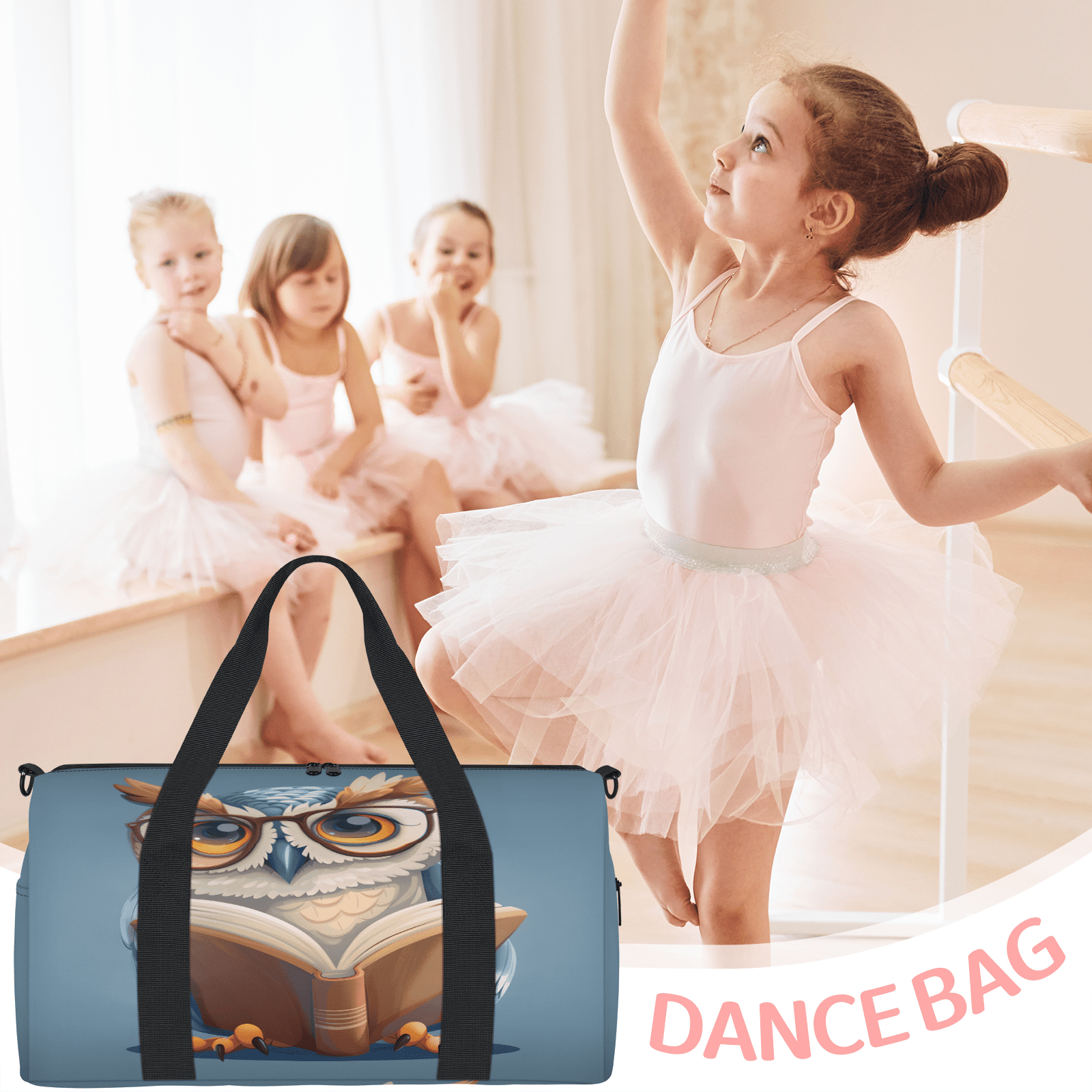Herdesigns Owl Travel Duffle Bag Sports Yoga Weekender Overnight Carry on Workout Bags Lightweight Waterproof Gym Tote Bag for Women Funny
