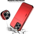 thumbnail image 4 of KOMI pour iPhone 13 Pro Max Étui avec Porte-Cartes [Repose 5 Cartes] Double Couche Robuste Antichoc Étui Portefeuille iPhone 13 Pro Max avec Fente Cachée pour Cartes pour iPhone 13 Pro Max (Rouge), 4 of 5