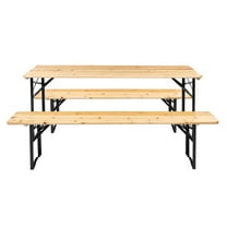 UBesGoo Picnic Table Bench Set Outdoor Camping All Weather Metal Base Wood