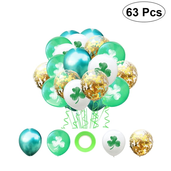 IBASETOY 1 Set of 63PCS Golden Balloons Kit Clover Shape Balloons Set for Festive Atmosphere Enhancement