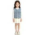 thumbnail image 3 of CPNG Girls Denim Vest Lace Trim Button Front Round Neck Sleeveless Cropped Jean Waistcoat Fashionable Casual Denim Vest Jacket, 3 of 5