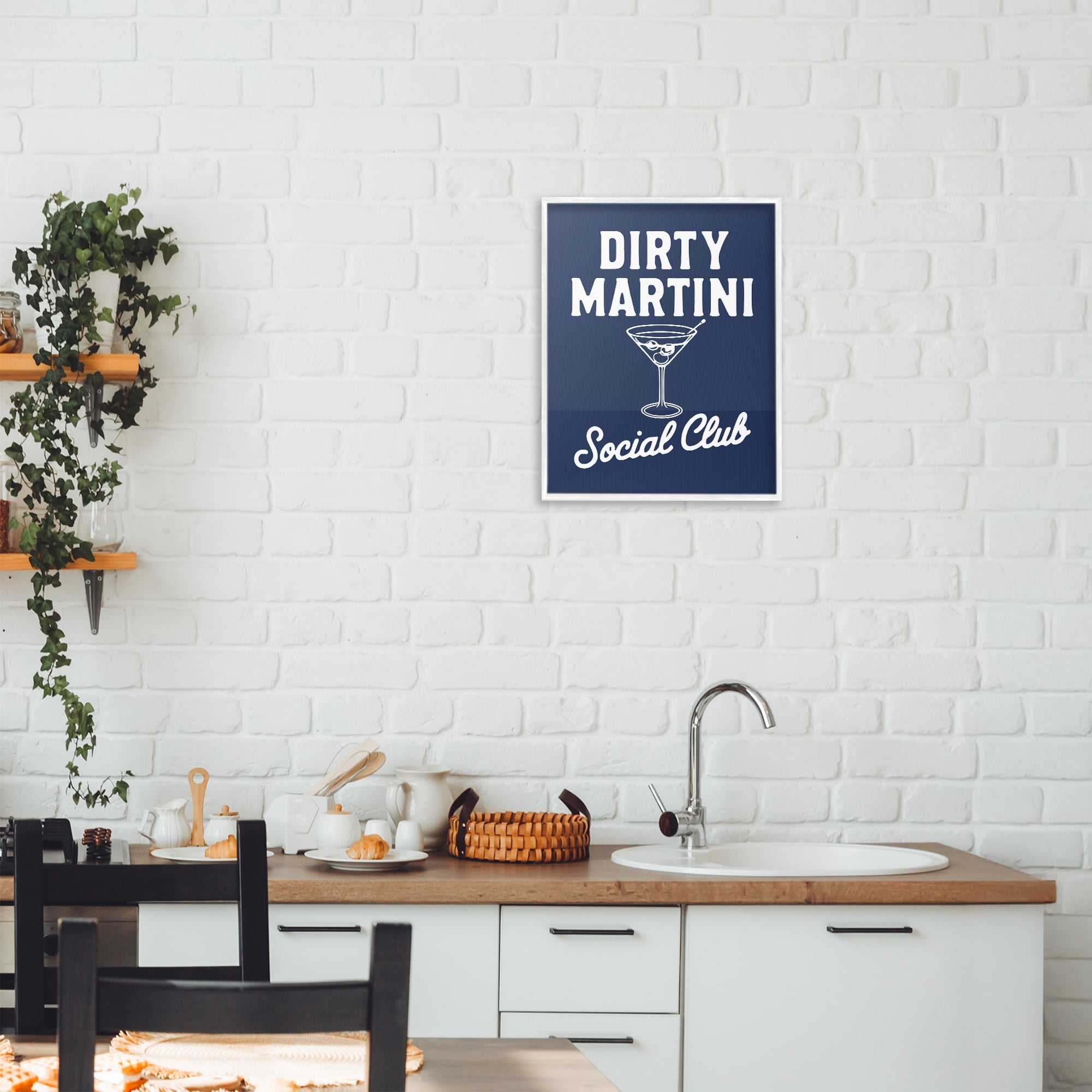 Stupell Industries Retro Dirty Martini Club White Framed Giclee Art, design by Lettered and Lined