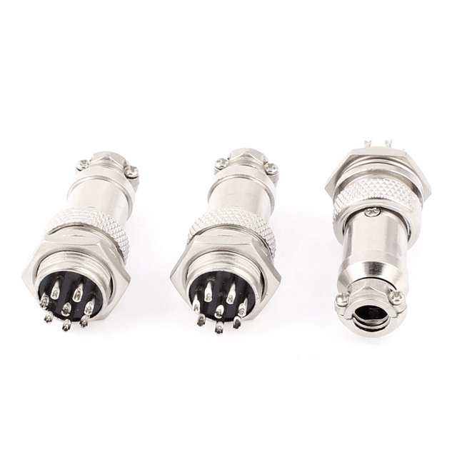 Unique Bargains GX16-8 8-Pin 16mm Male to Female Panel Metal Connector Aviation 3Pcs