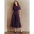 thumbnail image 4 of Purple Dress With Short Sleeve And High-Low Ruffled Hem, 4 of 30