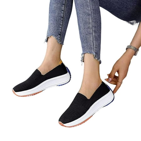 

Women Oversize Slip On Sneakers Odor-proof and Shock-absorbing Gift for Christmas Birthday New Year 38 Black