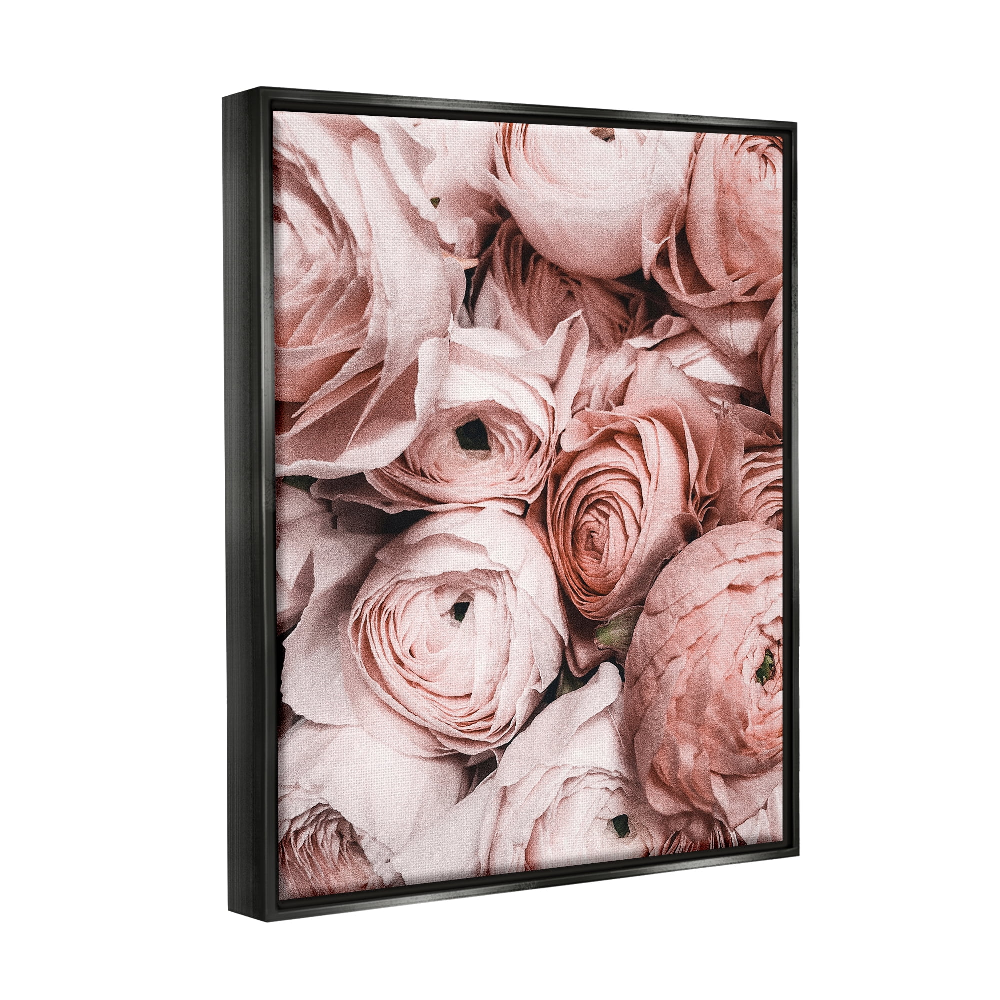 Stupell Industries Pink Muted Peonies Botanical & Floral Photography Black Floater Framed Canvas Art Print Wall Art, 17 x 21